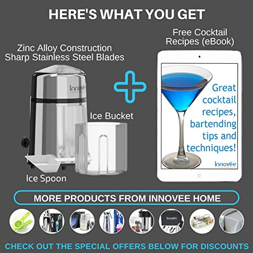Innovee-Manual-Ice-Crusher-With-Rust-Proof-Zinc-Alloy-Construction--Carbon-Steel-430-Blade-Crushes-Ice-to-Your-Desired-Fineness--Non-Slip--Easy-to-Use-Ice-Crusher-Hand-Crank--Chrome-Plated-0-4