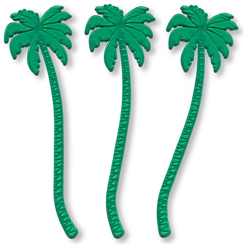 Royer-7-Inch-Transparent-Green-Plastic-Palm-Tree-Swizzle-Sticks-Set-of-24-Made-In-USA-0